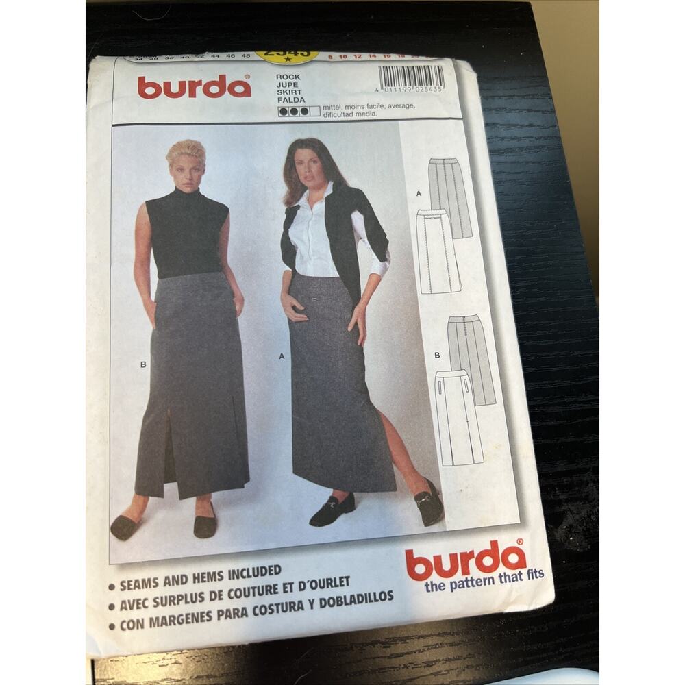 Burda 2543 UNCUT Sewing Pattern Womens Long Skirt size 4-18